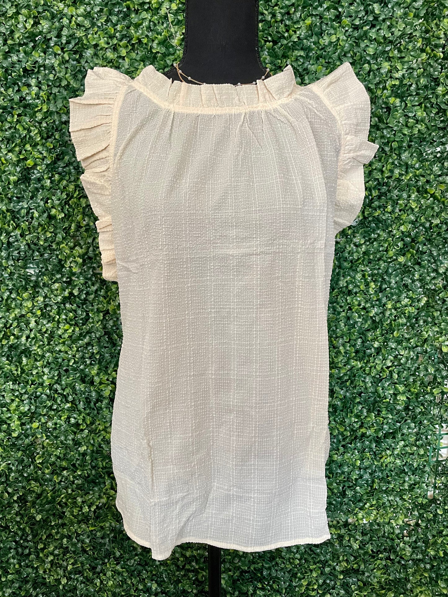 Cream Ruffle Sleeve Top
